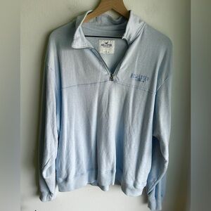 Hollister Super soft baby blue 1/4 zip long sleeve shirt - size L